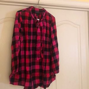 Lane Bryant NWT Buffalo plaid girl with neck tie